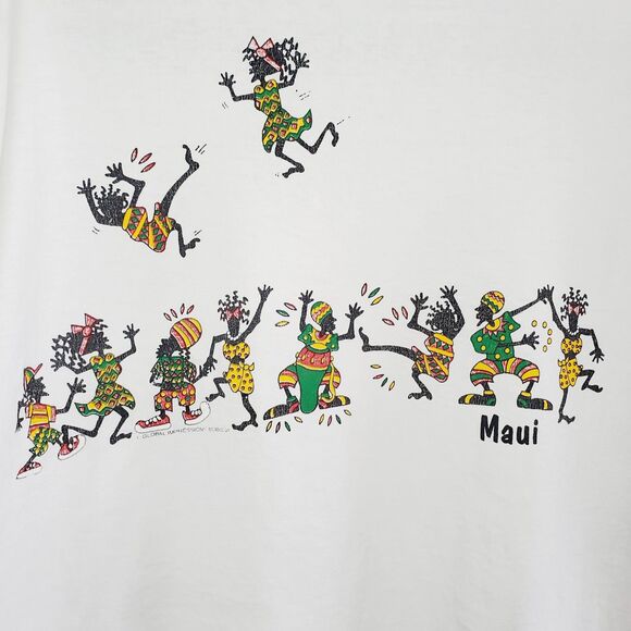 VTG Maui T-Shirt Fringe Global Impressions "We're Jammin" MENS Shredded Tee SZ L - Picture 5 of 9